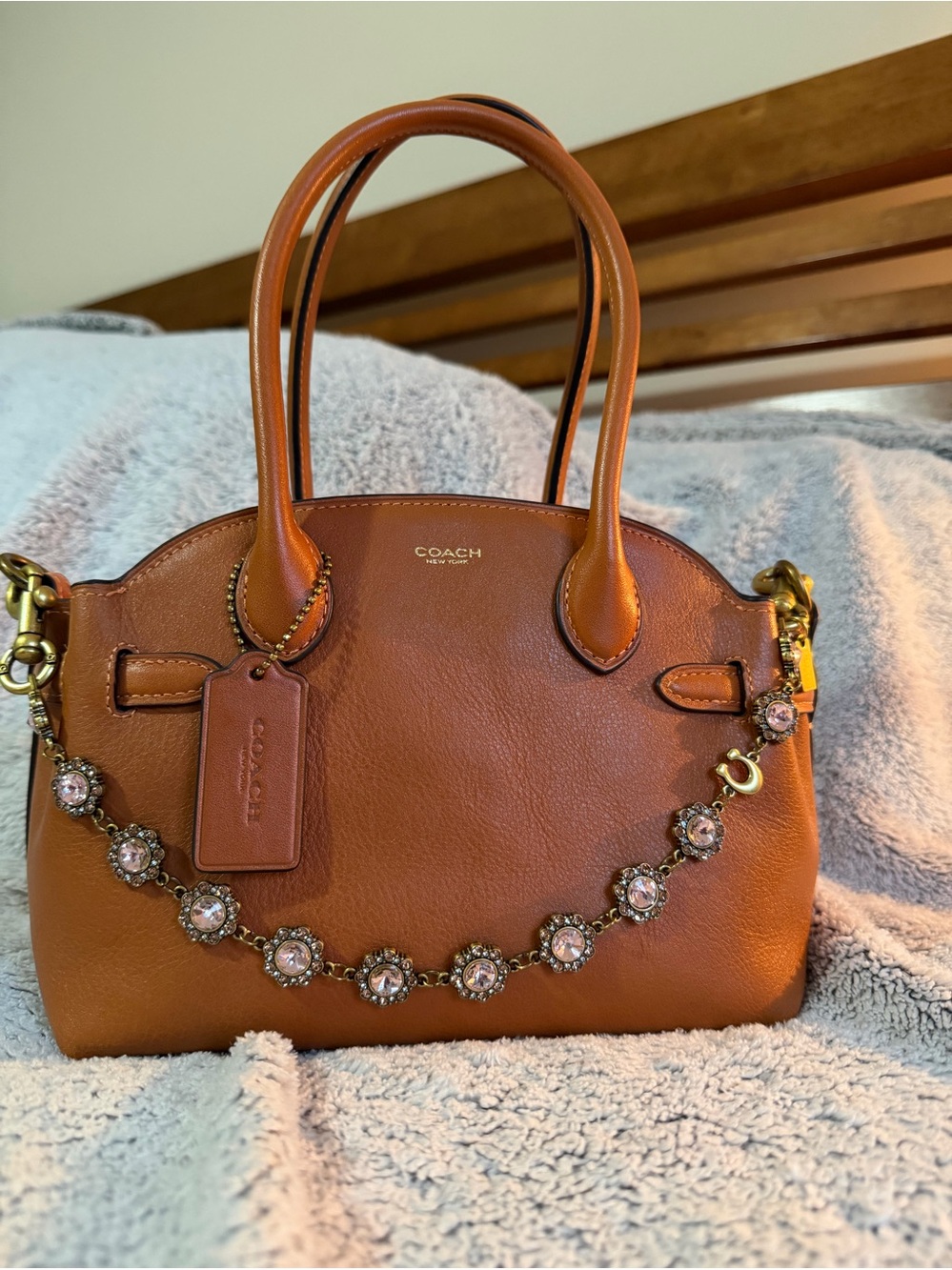 Coach Empire Carryall 21 Toffee Leather Satchel Crossbody Bag